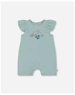Детский комбинезон из органического хлопка с рюшами для девочек, светло-голубой, синий Deux par deux