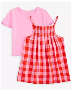 Комплект для девочки: топ и платье в клетку, 2 предмета, красный Epic threads
