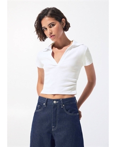 Рубашка поло SHORT SLEEVE CROPPED, белый Pull & bear