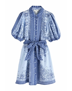 Платье-рубашка REGULAR FIT - PUFF SLEEVE TIE WAIST, синий Next