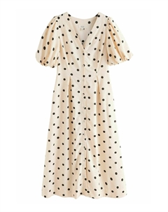 Платье-рубашка BUTTON DOWN PUFF SLEEVE, бежевый Next