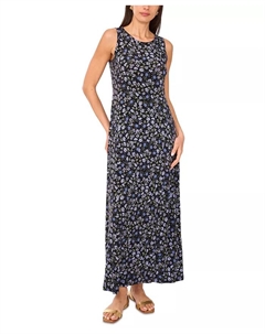 Женское цветочное макси-платье без рукавов с круглым вырезом и разрезом на спине, красный Vince camuto