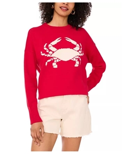 Женский расслабленный свитер из хлопка с круглым вырезом Crab, розовый Vince camuto