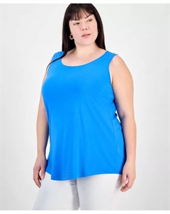 Женская блузка без рукавов с круглым вырезом Plus Size, синий Jm collection