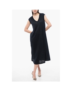 Льняное платье без рукавов с V-образным вырезом, синий Woolrich