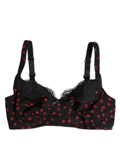 Бюстгальтер Black Red Polka Dot Underwired Balconette Underwear, черный/красный Dolce&gabbana