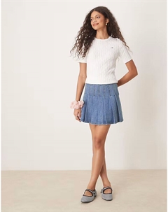 Джемпер из хлопковой пряжи с короткими рукавами и логотипом белого цвета Gant