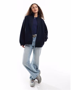 Lea оверсайз худи на молнии в темно-синем цвете Weekday