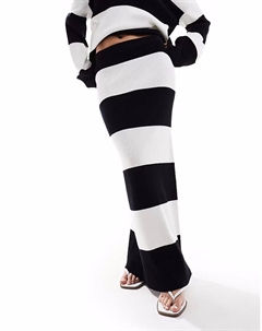 Трикотажная макси-юбка в черно-белую полоску 4th & reckless