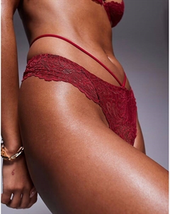 Кружевные стринги Kimmy с бретельками бордового цвета Asos design