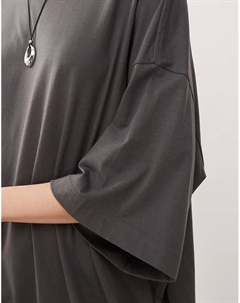 Платье-футболка Huge мини-платья цвета «уголь» эксклюзивно для ASOS Weekday