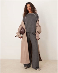 Супермягкий топ с круглым вырезом и длинными рукавами серого цвета Asos design