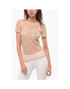 Кружевной топ с монограммой и короткими рукавами, мультиколор Dsquared2