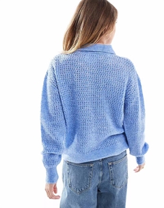 Трикотажный топ-поло нежно-голубого цвета Asos design