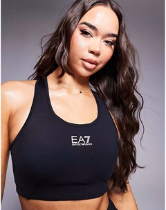 Спортивный бюстгальтер с центральным логотипом Armani черного цвета Ea7