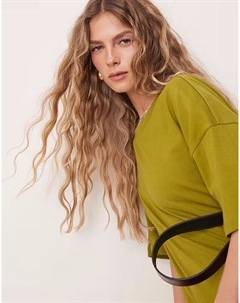 Футболка свободного кроя из плотного хлопка оливкового цвета Asos design