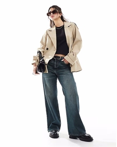 Короткий тренчкот в каменном цвете Asos design