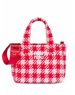 Махровая сумка в клетку, красный Miu miu
