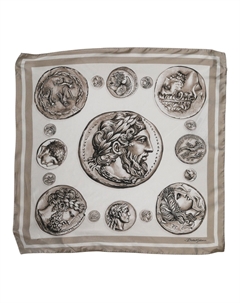 Бежевый шелковый квадратный мужской платок с рисунком Dolce&gabbana