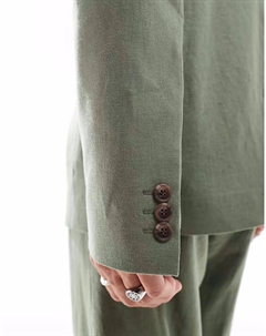 Свободный пиджак свободного кроя из льняной смеси оливково-зеленого цвета Asos design