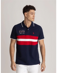 Футболка-поло U.S. Polo Assn Colorblock Embossed Pique, темно-синий U.s. polo assn.