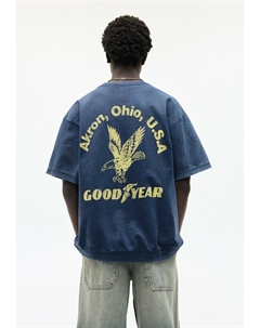 Футболка с принтом SHORT SLEEVE GOODYEAR, синий Pull & bear