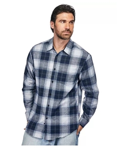 Мужская классическая рубашка на пуговицах из фланели, синий Braveman