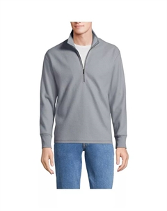 Мужская флисовая кофта на молнии с фактурной отделкой, серый Lands' end