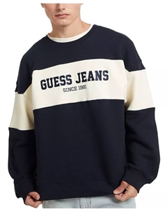 Мужской логотипный свитшот с полосками, синий Guess jeans