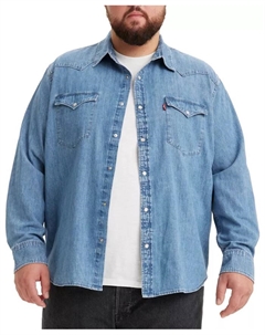 Мужская классическая вестерн-рубашка с длинным рукавом Big & Tall из денима, синий Levi's®