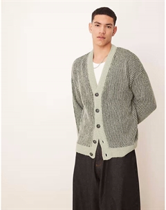 Комбинируемый кардиган свободного кроя в рубчик от зеленого цвета Asos design