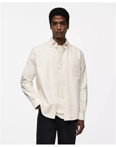 Мужская хлопковая рубашка Oxford, коричневый/бежевый Mango