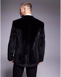 Узкий бархатный пиджак-смокинг черного цвета Asos design