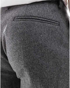 DESIGN – костюмные брюки прямого кроя из смеси фланели и шерсти графитового цвета Asos