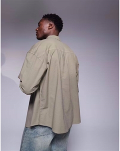 Рубашка оксфорд свободного кроя серого цвета Asos design