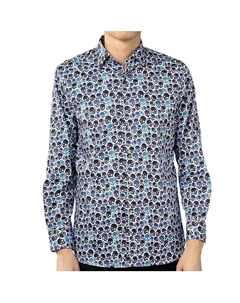 Мужская белая рубашка с разноцветным черепом из бирюзы, мультиколор Luchiano visconti