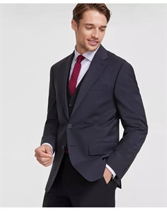 Мужской приталенный пиджак из шерстяной ткани с добавлением эластана, серый Calvin klein