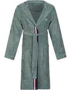 Мужской халат "Decimo", с капюшоном и цветной окантовкой, чистый хлопок, цвет Sage Bugatti