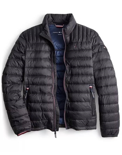 Куртка Packable Quilted Puffer, черный Tommy hilfiger