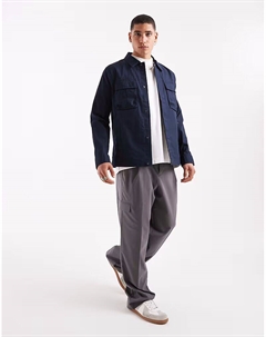 Рубашка Ls из тканого материала рипстоп в цвете z271 темно-синего цвета Lyle & scott