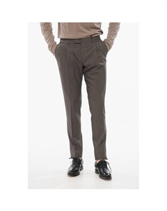 Брюки из натуральной шерсти со складками спереди, черно-белое Corneliani