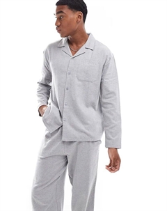 Пижамный комплект из фланели с начесом серого цвета Asos design