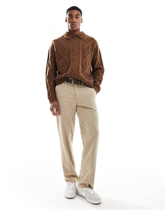 Коричневый свитер объемной вязки из смесовой шерсти DESIGN Asos