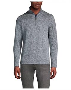 Мужской свитер-полузип с флисовой подкладкой Pullover, серый Lands' end