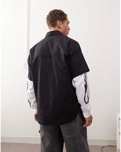 Рубашка свободного кроя с рисунком спереди, черного цвета Collusion