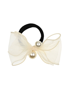 Резинка для волос бант с жемчугом, белая Tais