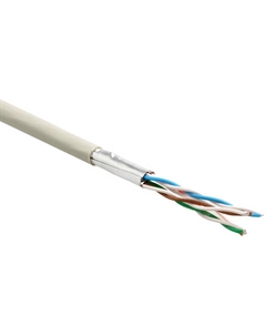 Кабель витая пара F/UTP 6 кат. 4 пары UFTP4-C6-P26-IN-LSZH-GY-100 26AWG(7x0.16 мм), медь, многожильный (stranded), внутренний, LSZH, нг(A)-H Hyperline