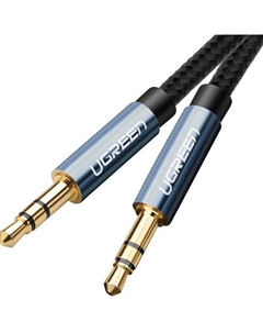 Кабель AV112 10686_ 3.5mm Male to 3.5mm Male Cable Gold Plated Metal Case with Braid. Длина: 1,5м. Цвет: синий Ugreen