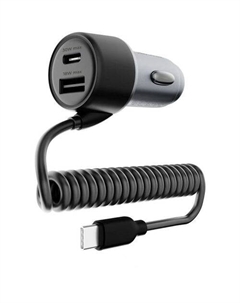 Автомобильное зарядное устройство PERO AС08, USB-A, USB-C, USB-C, 55Вт, 3A, черный Péro
