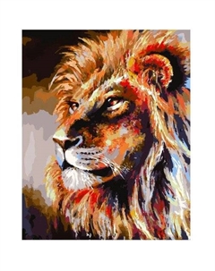Картина по номерам на холсте Лев, 40х50, с поталью Три совы